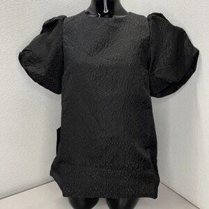 NEW POMANDER PLACE Women’s Lyla Jacquard Puff Sleeve Blouse Black Size S